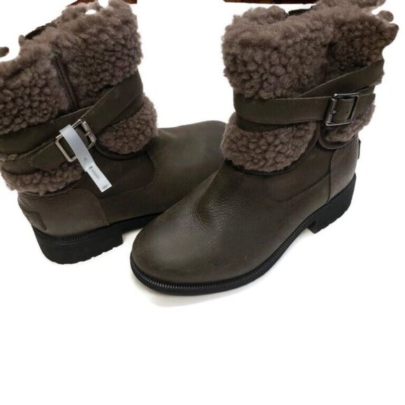 UGG Blayre IV Sz 6 Leather Sheepskin Boots Waterproof 1108131 Slate Olive Green - Picture 8 of 8